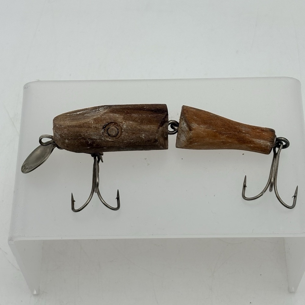VTG Wooden‎ Jointed Fishing Lure 4" 2pc Plug Metal Lip Unmarked